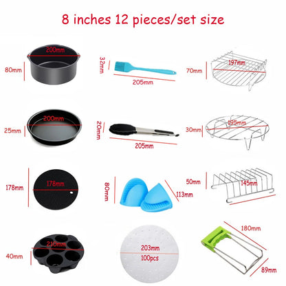 Kitchen   7 Inch/8 Inch Air Fryer Accessories Airfryer Baking Mould Non-Stick baking Basket Round For Kitchen Accessories Dropshipping