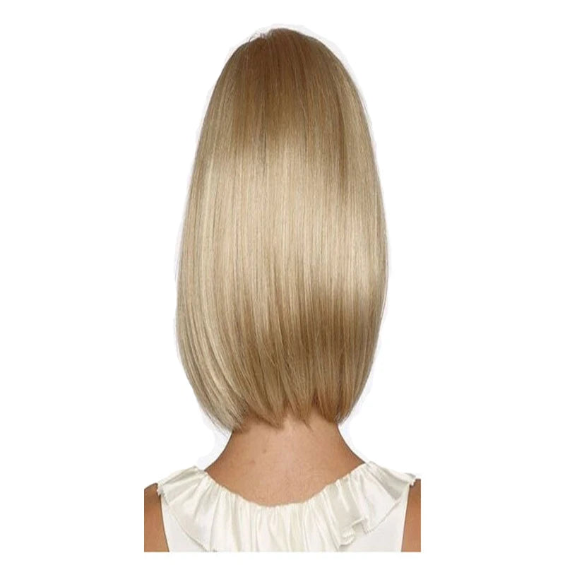 Crown & Glory Wigs HAIRJOY Women Synthetic  Wigs Short Straight Bob Hairstyle Blonde HighLights Hair Wig Heat Resistant Fiber