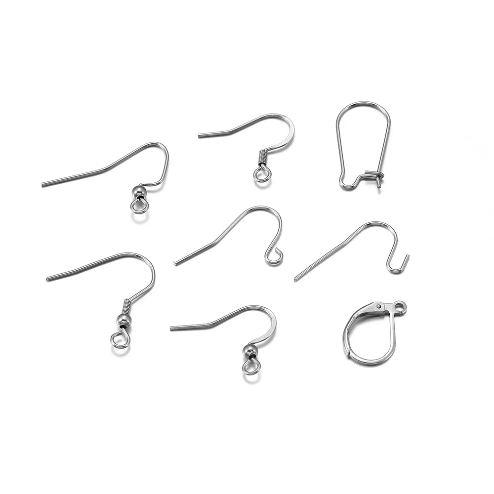 Jewellery  20-50Pcs No Allergic Stainless Steel Ear Hook Earrings Clasps Ear Wire Findings For DIY Jewelry Making Supplies Accessories