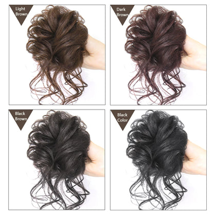 Crown & Glory Wigs  LUPU Synthetic Hair Bun Chignon Messy Curly Hair Band Elastic Scrunchy False Hair Pieces For Women Hairpins Black Brown