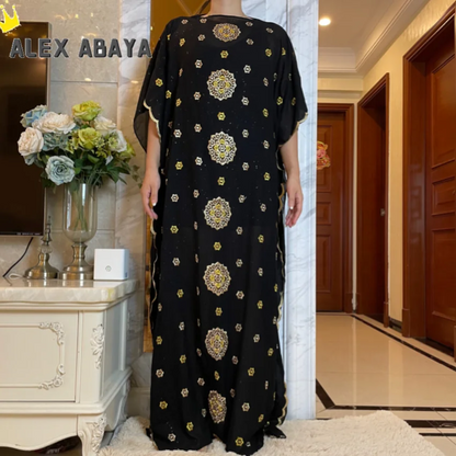 Muslim family   Free Shipping Muslim Abaya Dubai Turkey Muslim Hijab Dresses African Caftan  Party Elegant Islamic Embroidery Clothing AL034