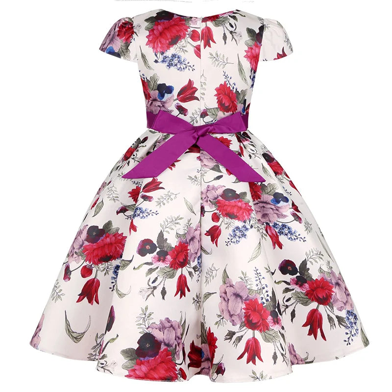 Girl clothing Summer Kids Flower Dresses for Girls Christmas Children Clothing Dress Princess Brithday Wedding Party Baby Girl Dress With Bow