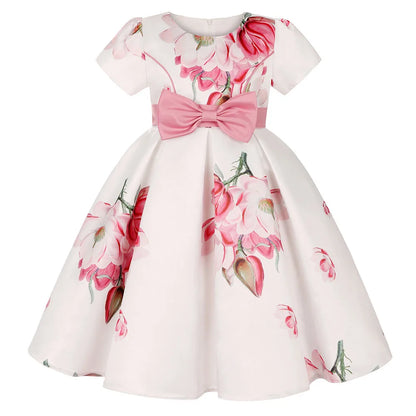 Girl clothing Summer Kids Flower Dresses for Girls Christmas Children Clothing Dress Princess Brithday Wedding Party Baby Girl Dress With Bow