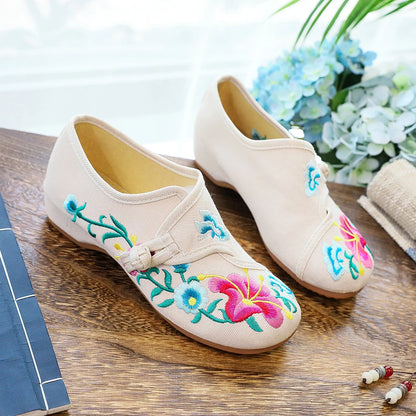 Woman shoes Veowalk Morning Glory Flower Embroidered Women's Canvas Ballet Flats Ladies Casual Comfort Denim Cotton Embroidery Shoes