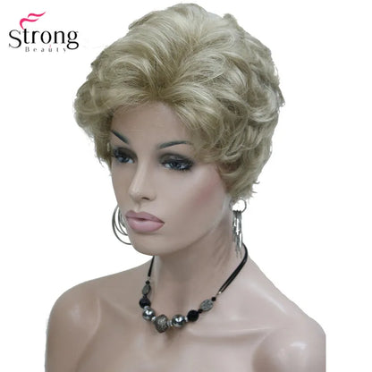 Crown & Glory Wigs  Strong Beauty Short Fluffy Natural Wave Blonde Full Synthetic Wigs Women's Hair Wig 6 colors for choose