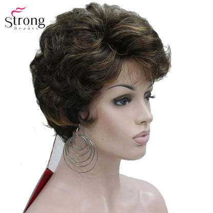 Crown & Glory Wigs  Strong Beauty Short Fluffy Natural Wave Blonde Full Synthetic Wigs Women's Hair Wig 6 colors for choose