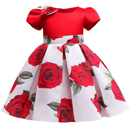 Girl clothing Summer Kids Flower Dresses for Girls Christmas Children Clothing Dress Princess Brithday Wedding Party Baby Girl Dress With Bow