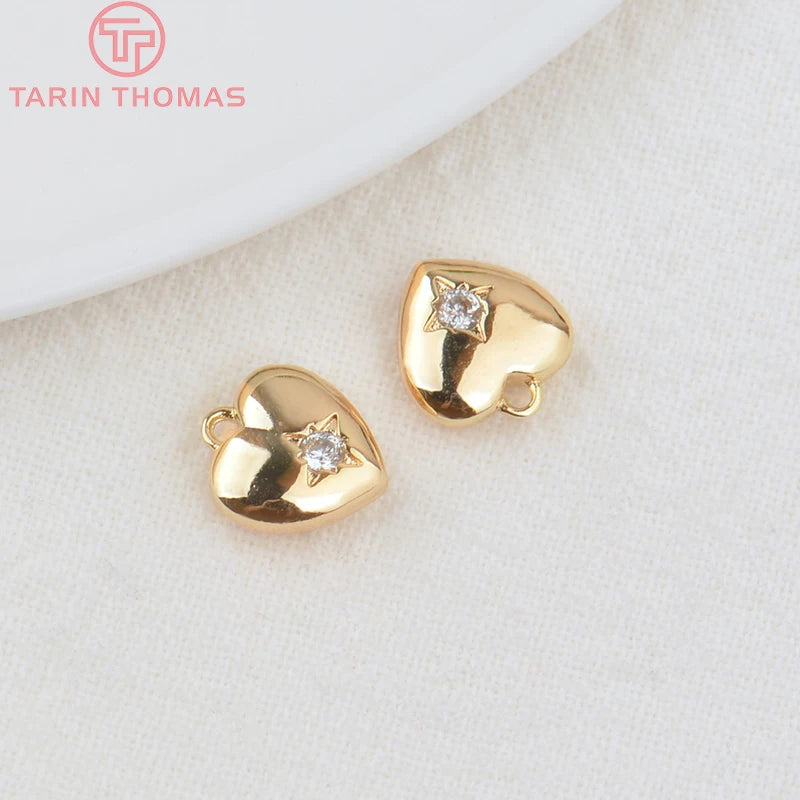 Jewellery   (203)4PCS 10x15MM 24K Gold Color Plated Brass with Zircon Star Charms Pendants High Quality Jewelry Findings Earrings Accessorie