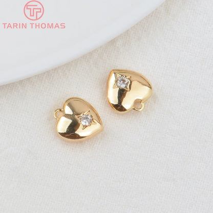 Jewellery   (203)4PCS 10x15MM 24K Gold Color Plated Brass with Zircon Star Charms Pendants High Quality Jewelry Findings Earrings Accessorie