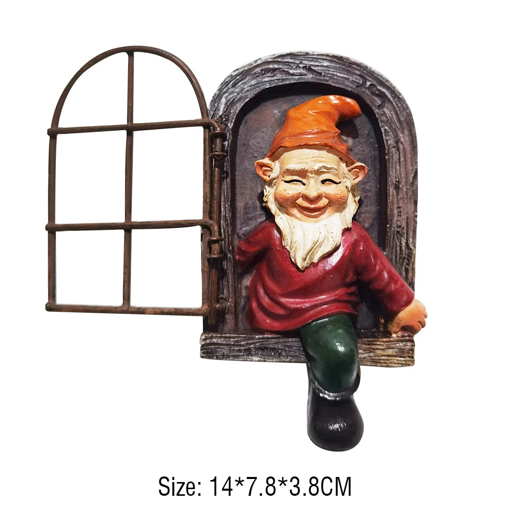 Outdoor Resin Elf Garden Gnome Naughty Crafts Dwarf Statue Outdoor Landscape Sculpture Fairy Figurines Decorative Art Ornaments