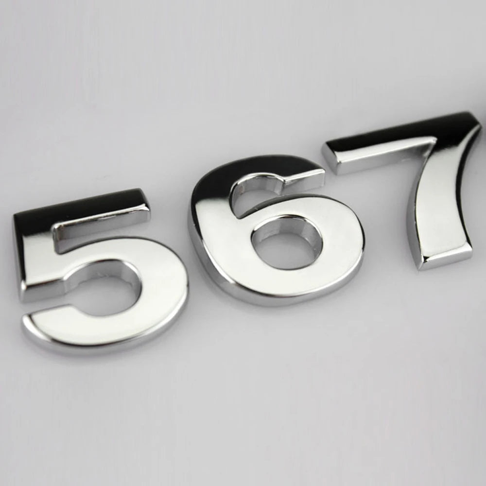 3D Silver Alloy Letter & Number Car Emblem Sticker – A–Z & 0–9/Car