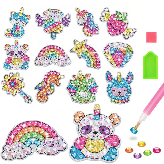 Toys 12 Create Big Gem Diamond Painting Sticker Kit Art Craft Girls Boys Unicorn Animal Sealife Magical Mosaic Dot Sticky Toys Gifts