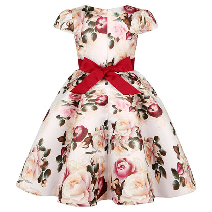 Girl clothing Summer Kids Flower Dresses for Girls Christmas Children Clothing Dress Princess Brithday Wedding Party Baby Girl Dress With Bow