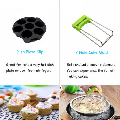 Kitchen   7 Inch/8 Inch Air Fryer Accessories Airfryer Baking Mould Non-Stick baking Basket Round For Kitchen Accessories Dropshipping