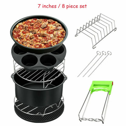 Kitchen   7 Inch/8 Inch Air Fryer Accessories Airfryer Baking Mould Non-Stick baking Basket Round For Kitchen Accessories Dropshipping