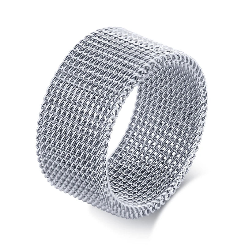 Jewellery  Vnox Men's Mesh Wedding Bands Rings for Women 4mm 10mm Wide Stainless Steel Anti Allergy Retro Punk Gothic Unisex Jewelry