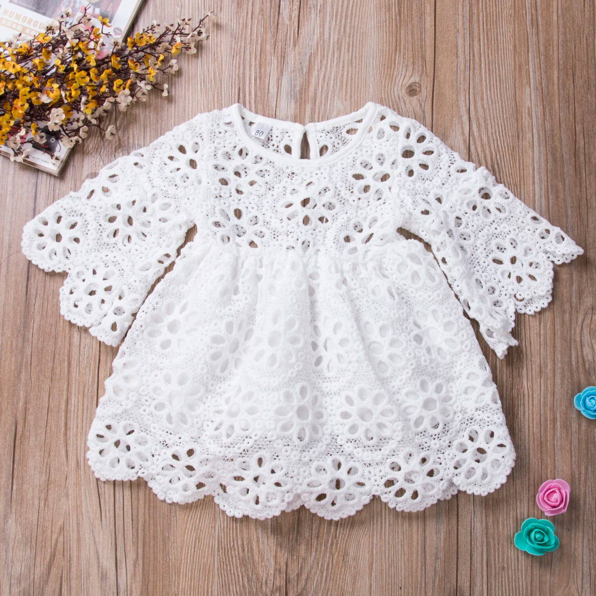 Girl clothing Fashion New Mother Daughter Matching Clothes White Lace Hollow Out Dress Mom Kids Parent-child Dress Outfits