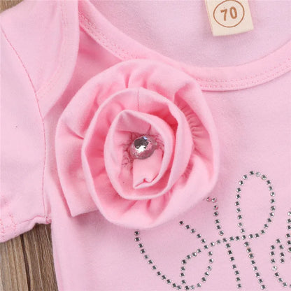 Girl clothing New New born Baby Flower Romper Girl Jumpsuit Headband Outfits Girls Clothes Set