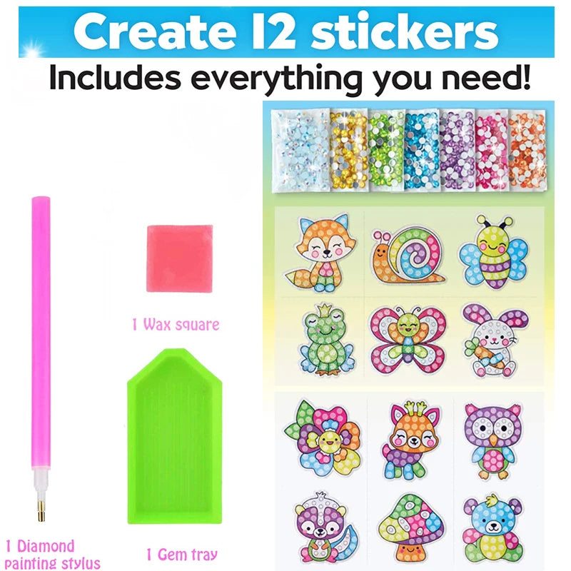 Toys 12 Create Big Gem Diamond Painting Sticker Kit Art Craft Girls Boys Unicorn Animal Sealife Magical Mosaic Dot Sticky Toys Gifts