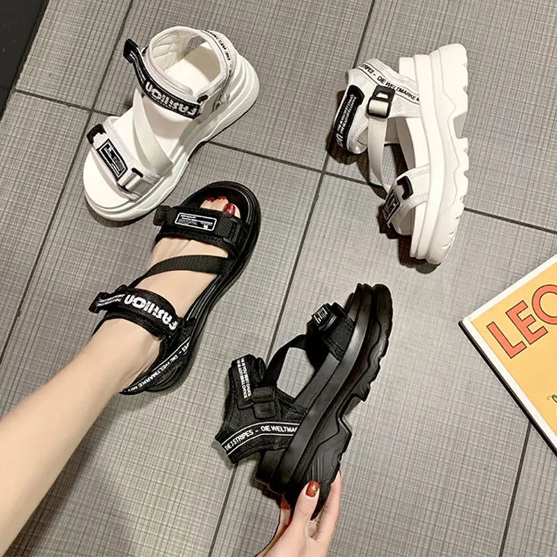 Woman shoes Luxury Designers Fashion Women Platform Sandals White Chunky Sports Wedge Shoes For Woman Summer Students Shoes Large Size 42