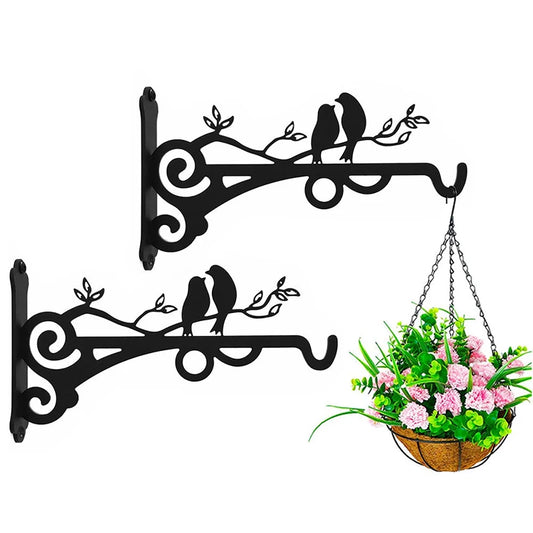 Outdoor Metal Hanging Basket Hooks Black Solid Steel With Screws Outdoor Plant Bracket Wall Mounted Hook Plants Lantern Bird Feeder