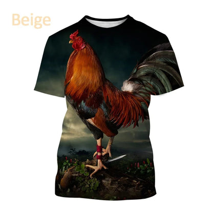 Men clothing Newly Sold 3D Printed Men's Short Sleeve Personality Fashion Casual Animal Color Rooster Print T-shirt