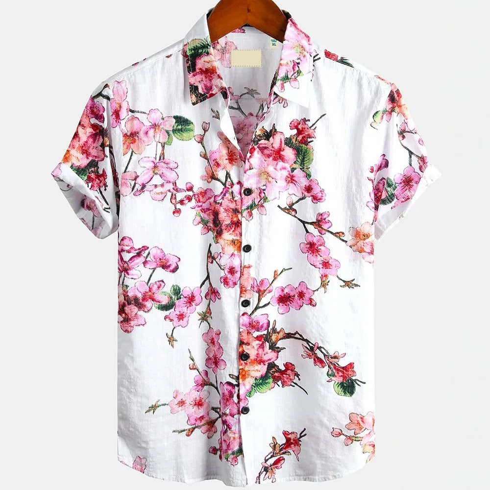 Men clothing  Sakura Pattern Shirt Unisex Shirt Hawaii Beach Shirts