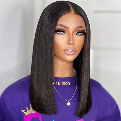 Crown & Glory Wigs   Short Brown Colour Bob Wig Peruvian Straight Lace Front Human Hair Wigs For Women Reddish Brown #33 Lace Part Wig With Baby Hair