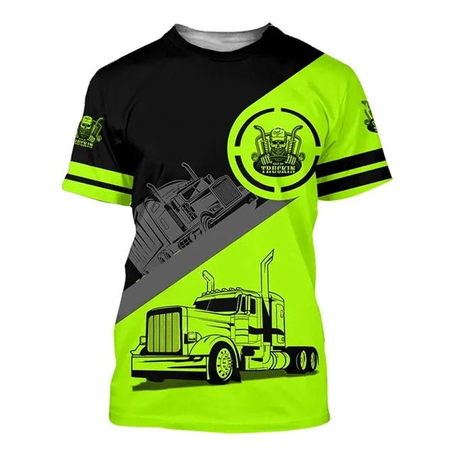 Men clothing  Work Wear Summer Breathable Men's T-shirt 3D Printed Style Truck Driver Safe Transport Work Uniform