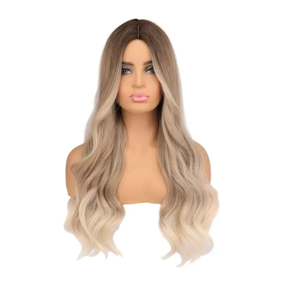 Crown & Glory Wigs 23" Natural Full Wigs Hair Long Wavy Synthetic Heat Resistant Ombre Silver Wig for Women and Girls Cosplay Party Costume