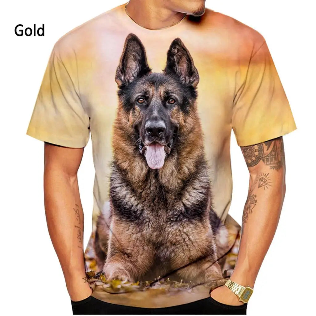 Men clothing  Casual Short-sleeved Dog Shirt German Shepherd 3D Printing T-shirt