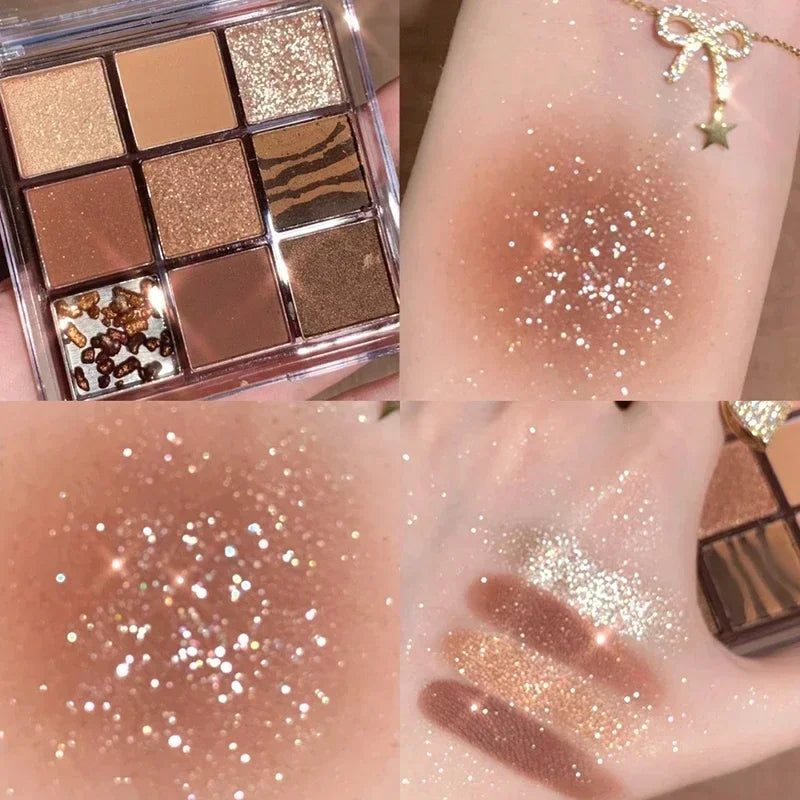 Makeup and face - 9-Color Eyeshadow Palette – Matte, Shimmer & Metallic Finishes