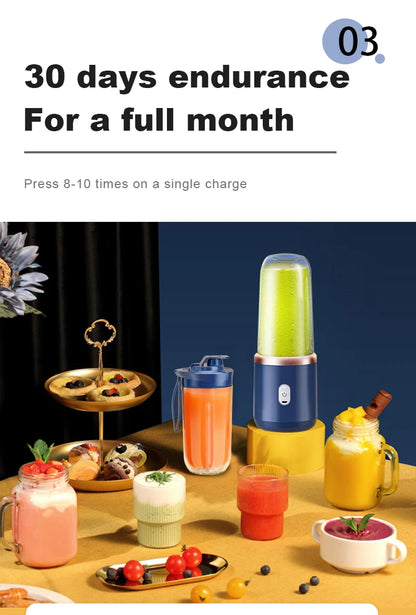 Kitchen  6 Blade Portable kitchen  Juicer USB Rechargeable Juicer Stainless Steel Blade Cup Juicer Fruit Automatic Smoothie Blender Kitchen Tool