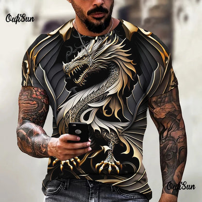 Men clothing Dragon Pattern Men's T-shirt