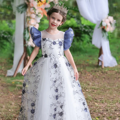 Girl clothing  4-15Yrs Lace Teenagers Kids Girls Wedding Long Dress Elegant Princess Party Pageant Formal Sleeveless  Dress