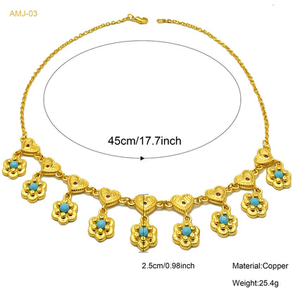 Jewellery   ANIID African 24K Gold Color Necklace With Tassel For Women Bride Crystal Jewellery Italian Wedding Dubai Wholesale