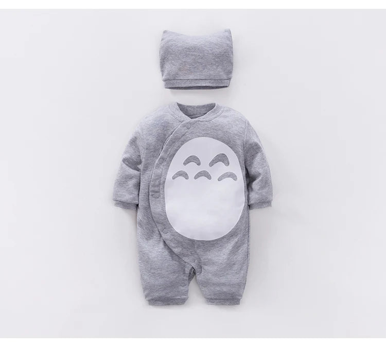 Girl clothing Newborn Clothes Cute Casual Pajamas Cotton Comfortable And Soft Spring And Autumn Long Sleeved 0-12 Baby Jumpsuit+Hat