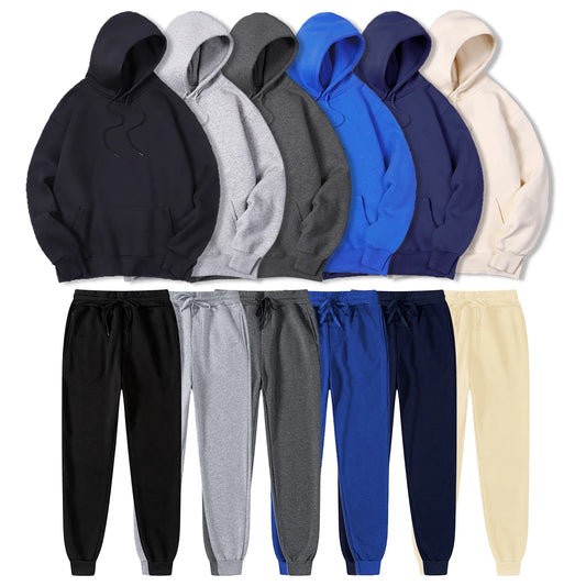 Men clothing 7 Color Men  Hoodie Fashion Brand Sportswear Hoodie Sweatpants Autumn Winter Warm Hooded Trouser Casual Sets