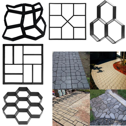 Outdoor DIY Path Maker Paver Moulds Stone Brick Concrete Mould Concrete Cement Walk Garden Path Paving Paver outdoor Reusable Patio Moulds Paviment