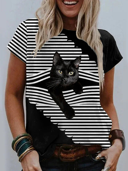 Woman clothing   3d Dogs Cat Print T Shirt Fashion Womens Tees Tops