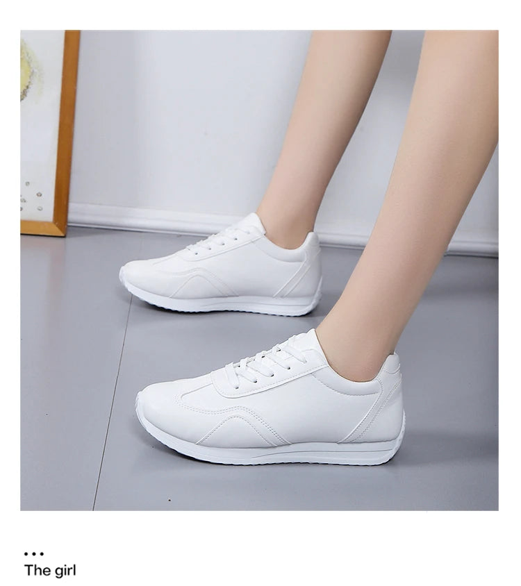 Woman shoes White leather Sneakers Sports vulcanized shoes Comfortable Spring Sneakers Casual Shoes 2024 Fashion School Tennis