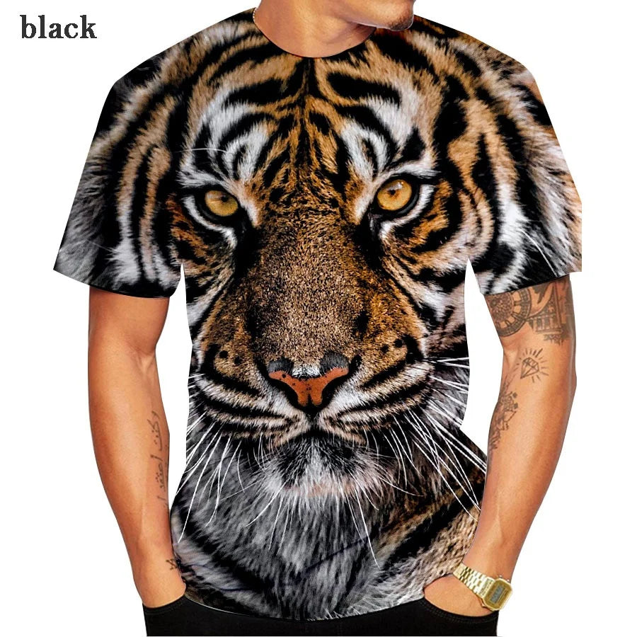 Men clothing   Tiger 3d Short Sleeve Clothes Creative Animal Digital O-neck T-Shirt