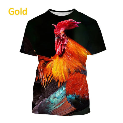 Men clothing Newly Sold 3D Printed Men's Short Sleeve Personality Fashion Casual Animal Color Rooster Print T-shirt