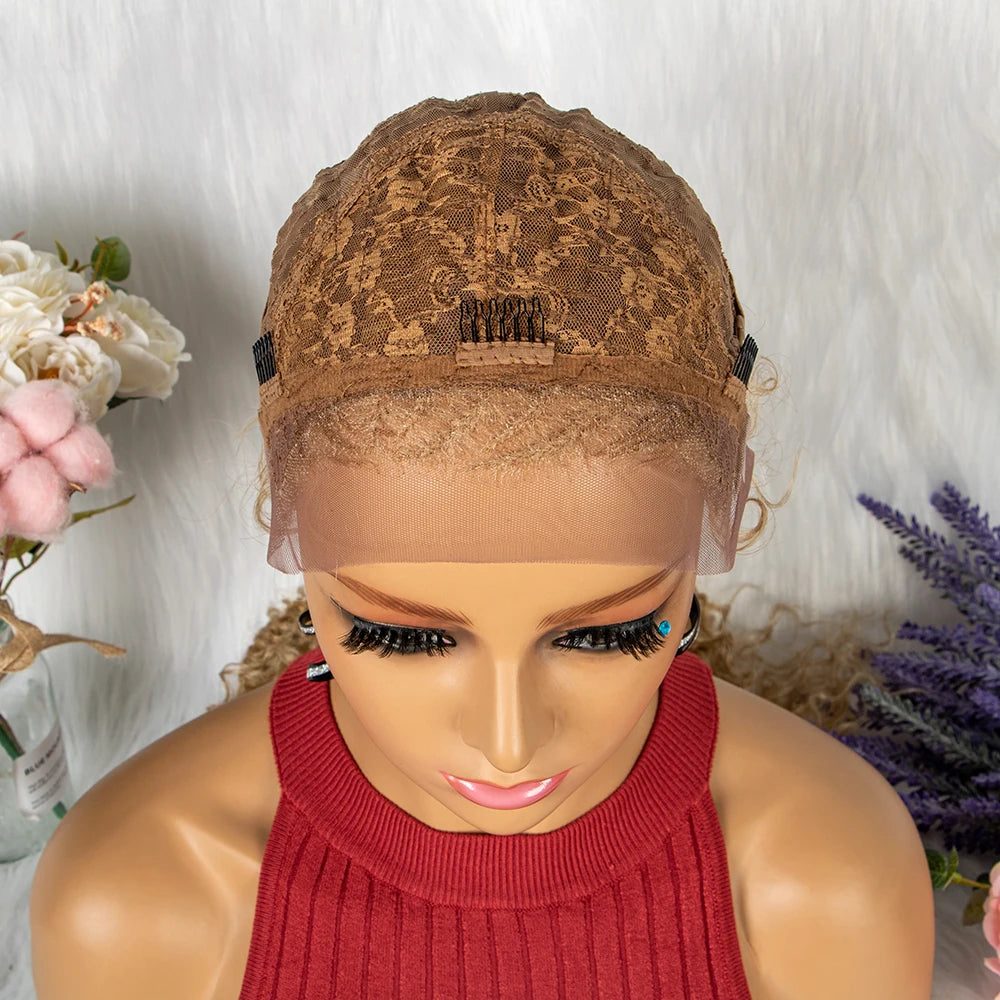 Crown & Glory Wigs  28 Inch Blonde Colour Synthetic Lace Front Braided Wigs for Black Women Crochets Braids Hair Wig Pre Plucked with Baby Hair