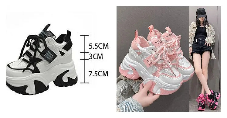 Woman shoes  High Platform Sneakers Women 2023 Thick Sole Sports Ladies Trainers Vulcanized Shoes Woman Chunky Sneakers Zapatillas Mujer 10CM