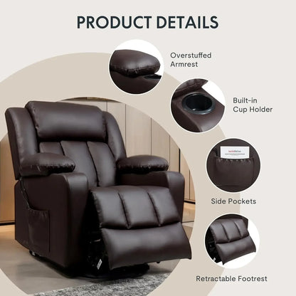 Living Room Power Lift Recliner Chair, Electric Leather Lift Recliner Chair W/Massage & Heat Cup Holders Lift Reclining Chair Sofa, Recliner