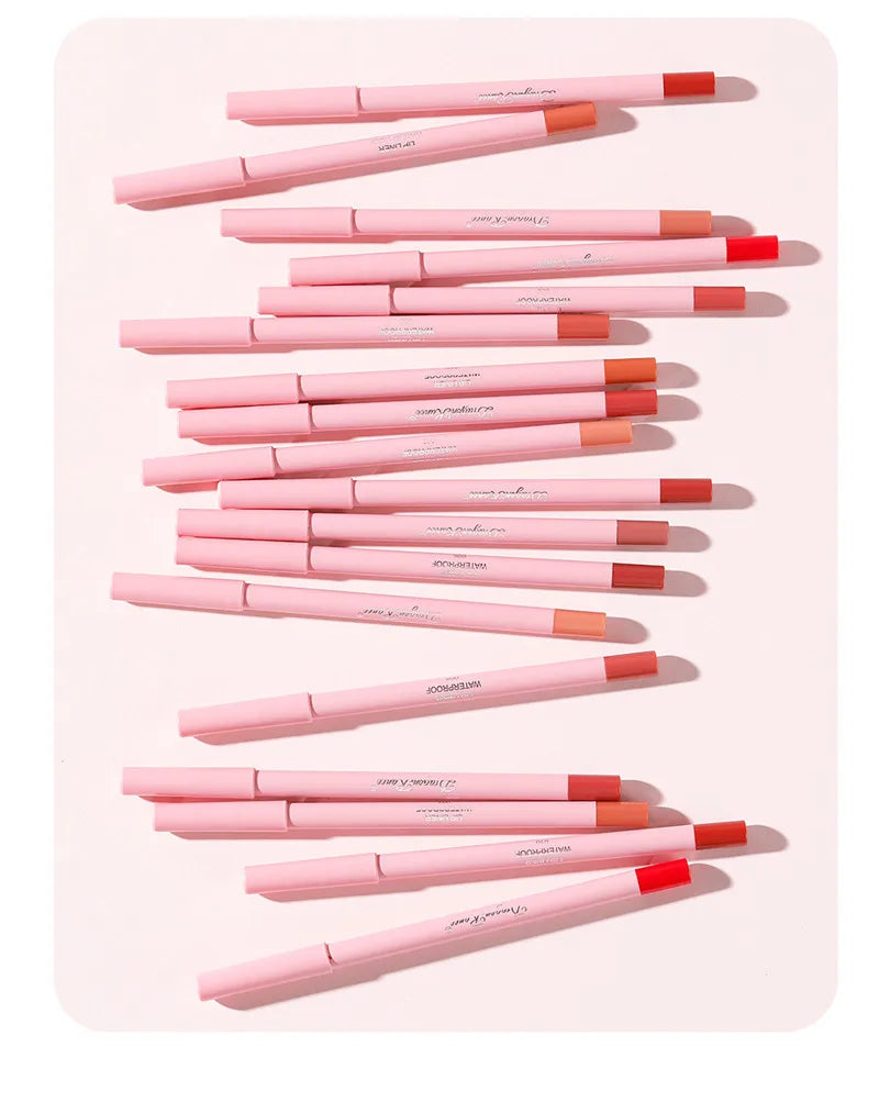 Makeup and face Lip Liner Pen Waterproof Matte 12 Color Outline Lip Shape Lip Plumper Lipstick Pencil Lasting Non-fading Velvet Lip-Liner Makeup