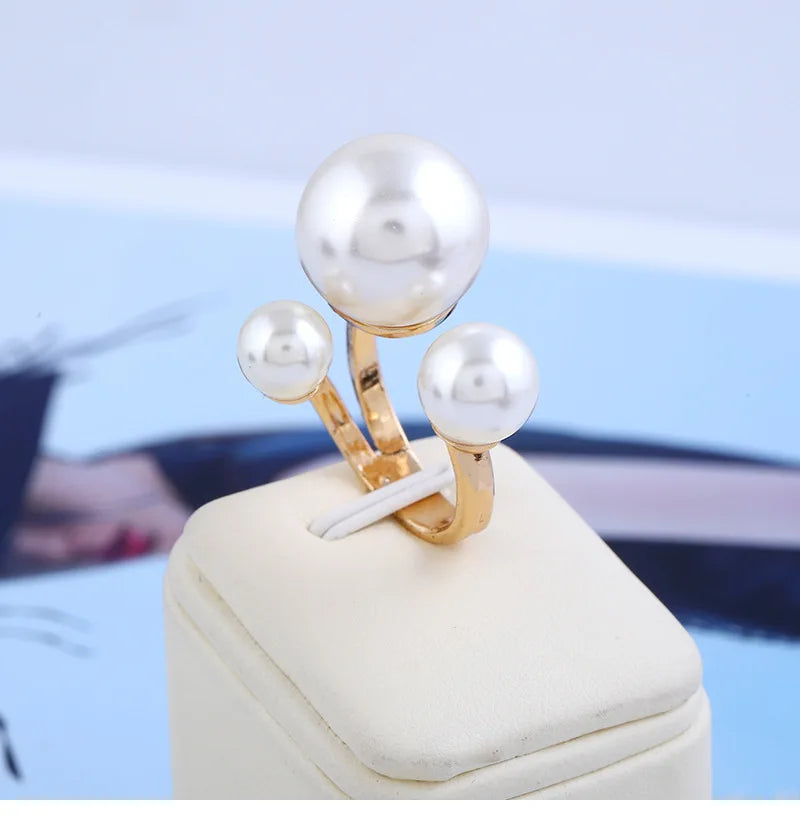 Jewellery  1Pcs Fashion Jewelry Elegant Pearl Rings for Women Opening European American Style Rings Wedding Decoration