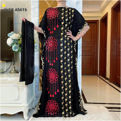 Muslim family   Free Shipping Muslim Abaya Dubai Turkey Muslim Hijab Dresses African Caftan  Party Elegant Islamic Embroidery Clothing AL034