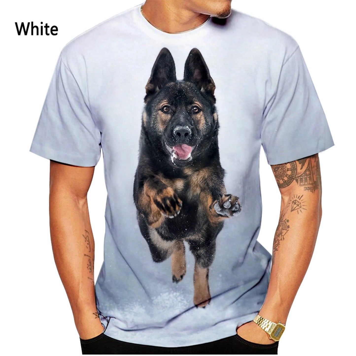 Men clothing  Casual Short-sleeved Dog Shirt German Shepherd 3D Printing T-shirt